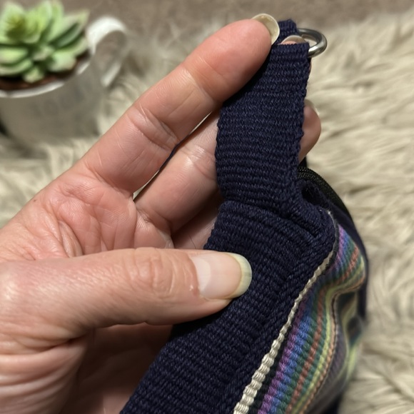 Seema Crossbody Bag-Cotton Cloth-Navy with Multi Stripe Detail-EUC-9x9 - Picture 8 of 16